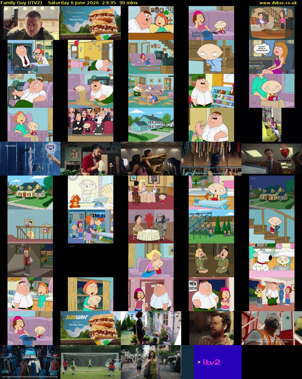 Family Guy (ITV2) Saturday 6 June 2026 23:35 - 00:05