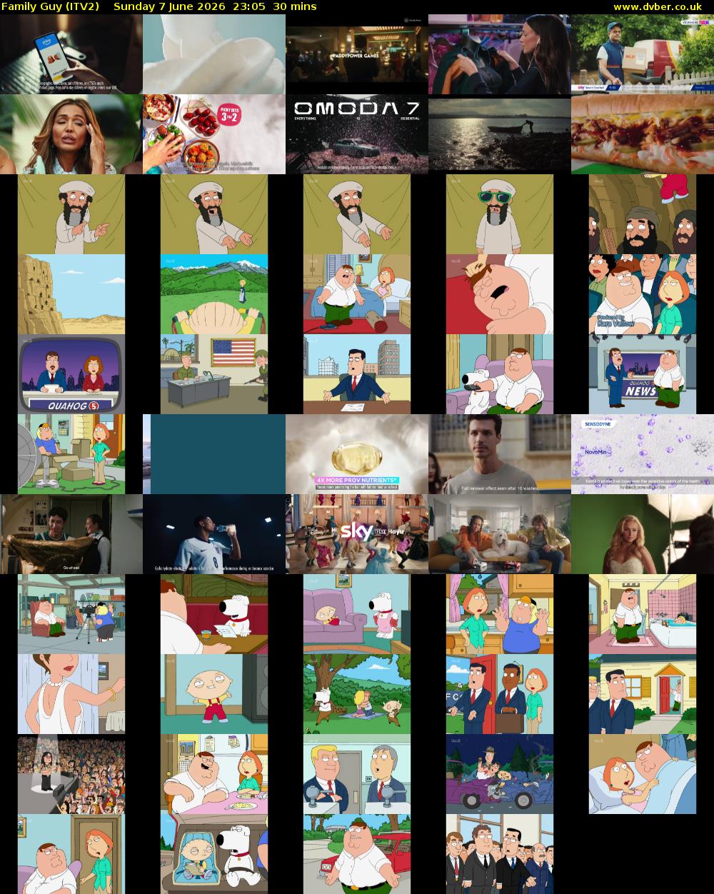 Family Guy (ITV2) Sunday 7 June 2026 23:05 - 23:35