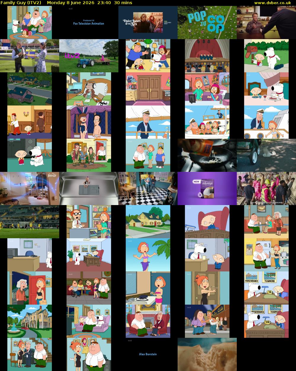 Family Guy (ITV2) Monday 8 June 2026 23:40 - 00:10