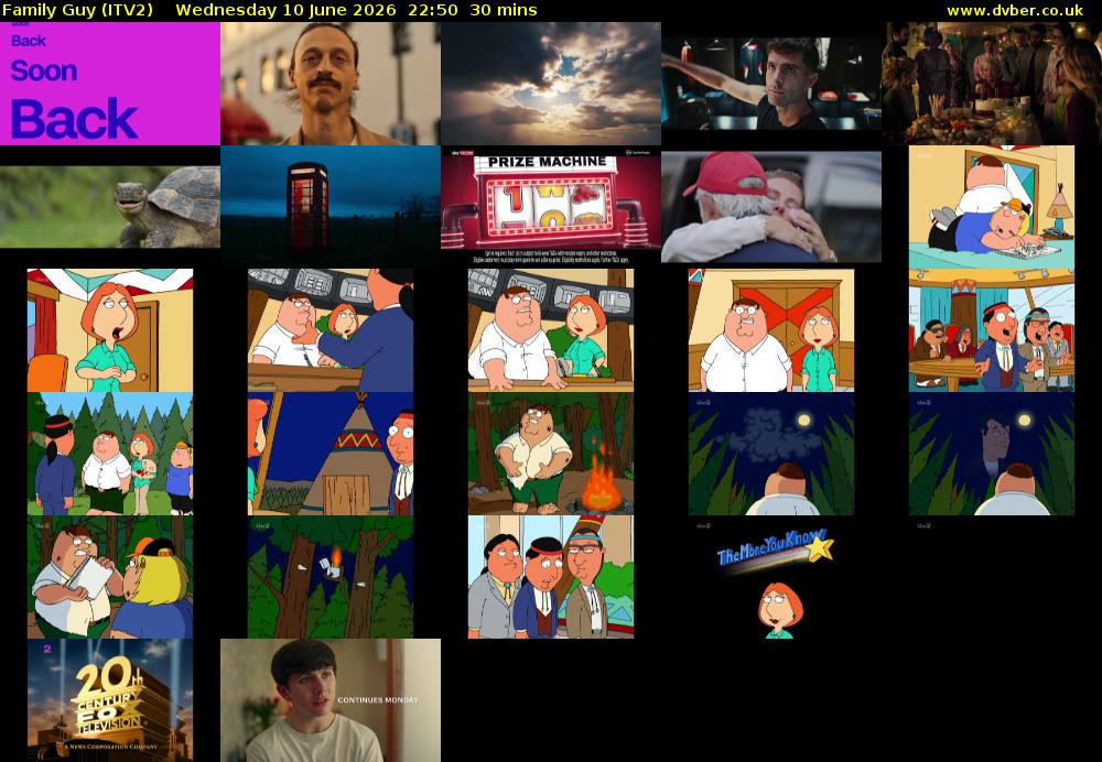 Family Guy (ITV2) Wednesday 10 June 2026 22:50 - 23:20