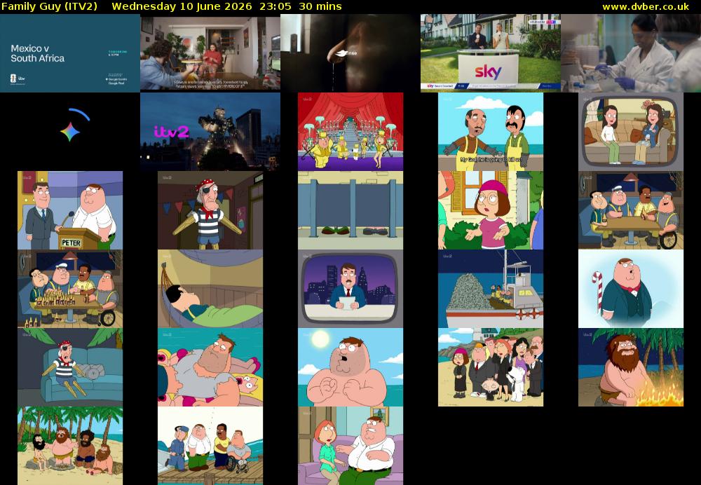 Family Guy (ITV2) Wednesday 10 June 2026 23:05 - 23:35
