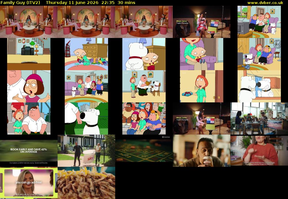 Family Guy (ITV2) Thursday 11 June 2026 22:35 - 23:05