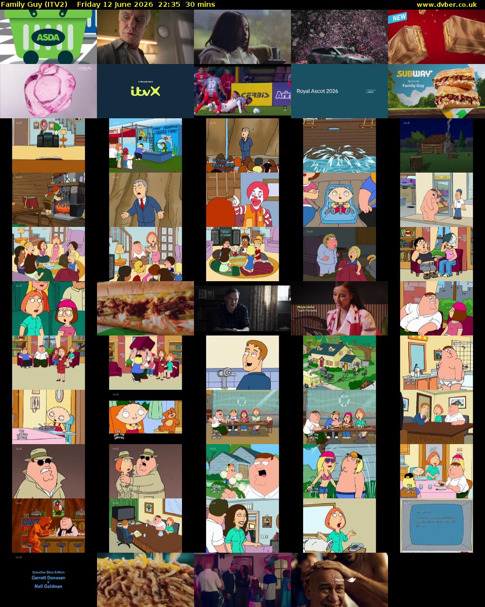 Family Guy (ITV2) Friday 12 June 2026 22:35 - 23:05