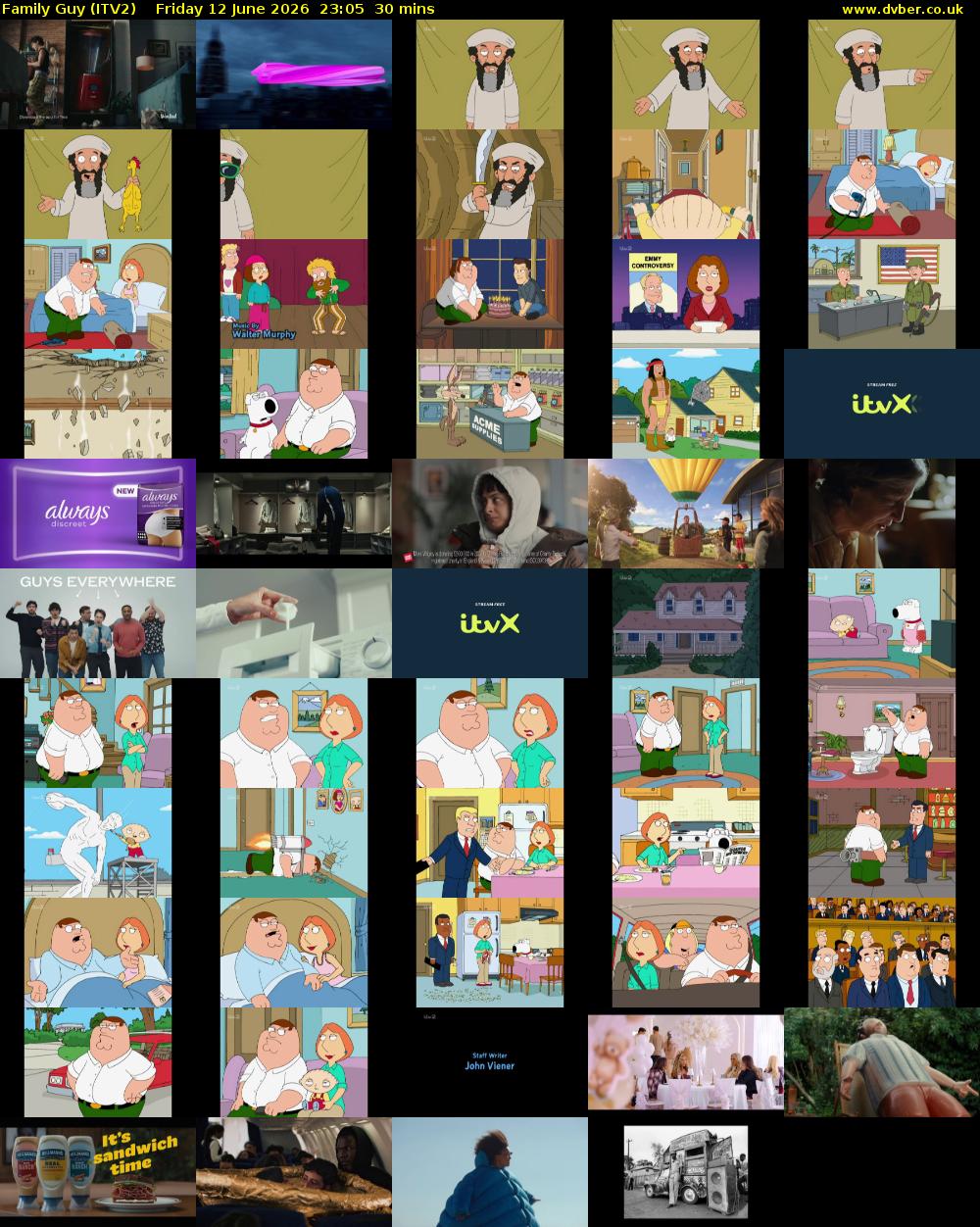 Family Guy (ITV2) Friday 12 June 2026 23:05 - 23:35