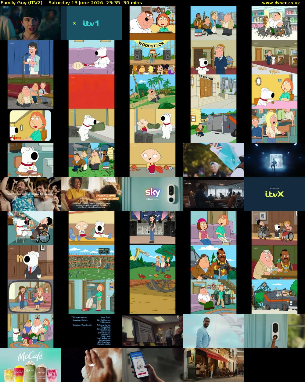 Family Guy (ITV2) Saturday 13 June 2026 23:35 - 00:05