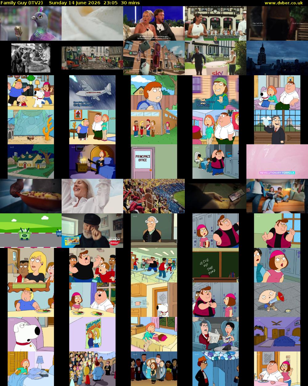 Family Guy (ITV2) Sunday 14 June 2026 23:05 - 23:35