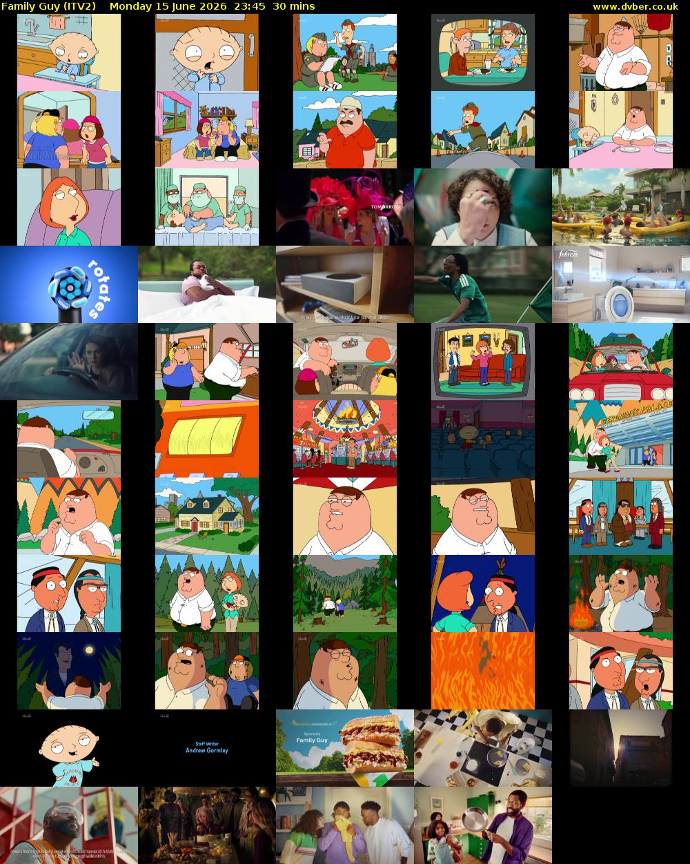 Family Guy (ITV2) Monday 15 June 2026 23:45 - 00:15