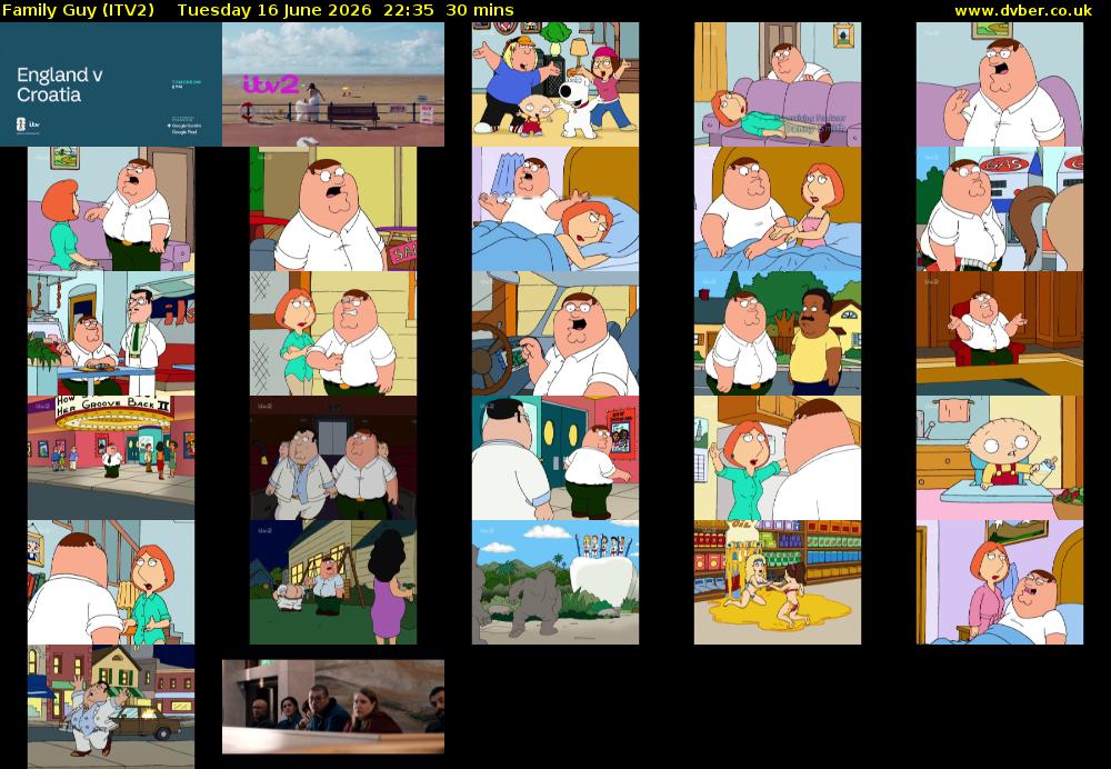 Family Guy (ITV2) Tuesday 16 June 2026 22:35 - 23:05