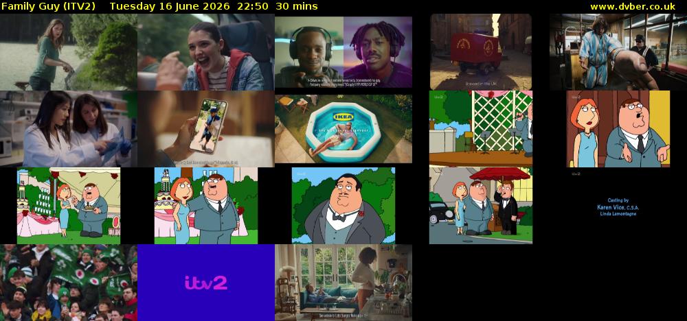 Family Guy (ITV2) Tuesday 16 June 2026 22:50 - 23:20