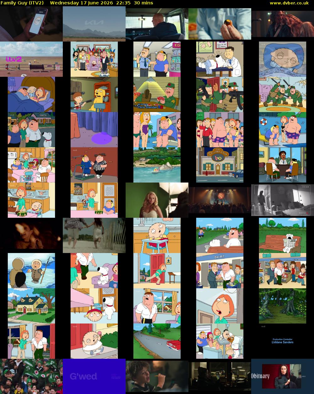 Family Guy (ITV2) Wednesday 17 June 2026 22:35 - 23:05
