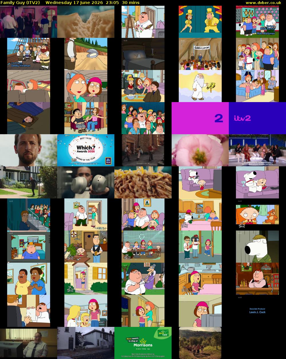 Family Guy (ITV2) Wednesday 17 June 2026 23:05 - 23:35