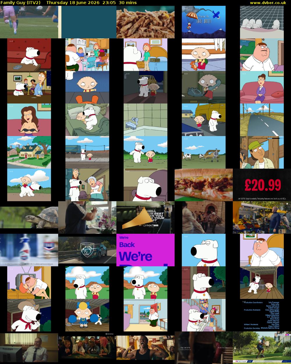 Family Guy (ITV2) Thursday 18 June 2026 23:05 - 23:35