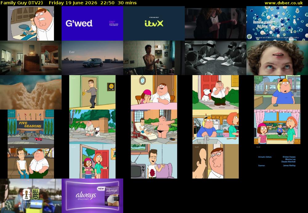 Family Guy (ITV2) Friday 19 June 2026 22:50 - 23:20