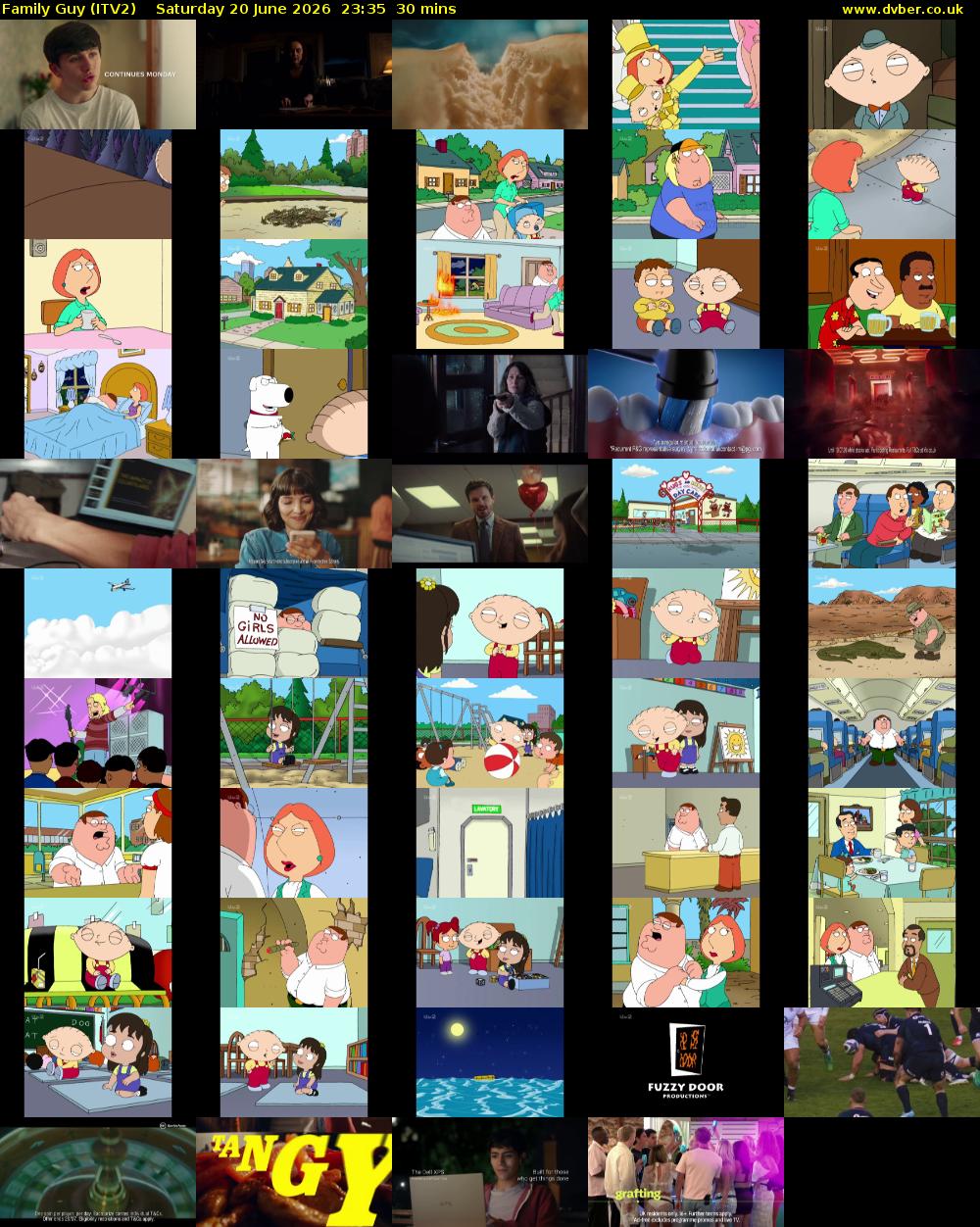 Family Guy (ITV2) Saturday 20 June 2026 23:35 - 00:05
