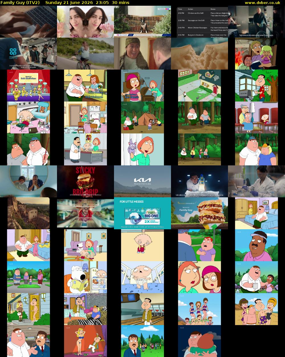 Family Guy (ITV2) Sunday 21 June 2026 23:05 - 23:35