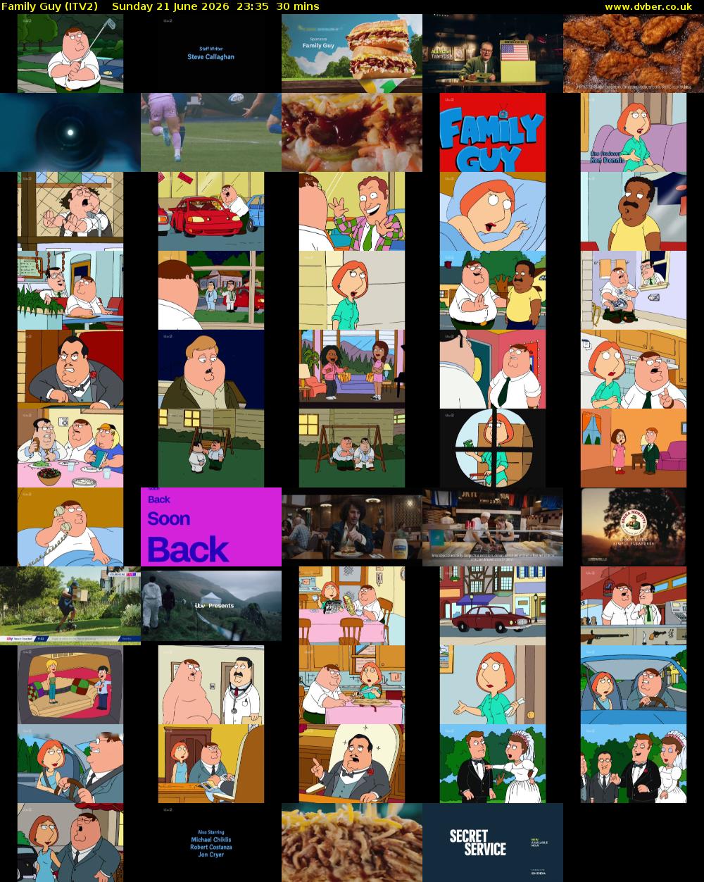 Family Guy (ITV2) Sunday 21 June 2026 23:35 - 00:05