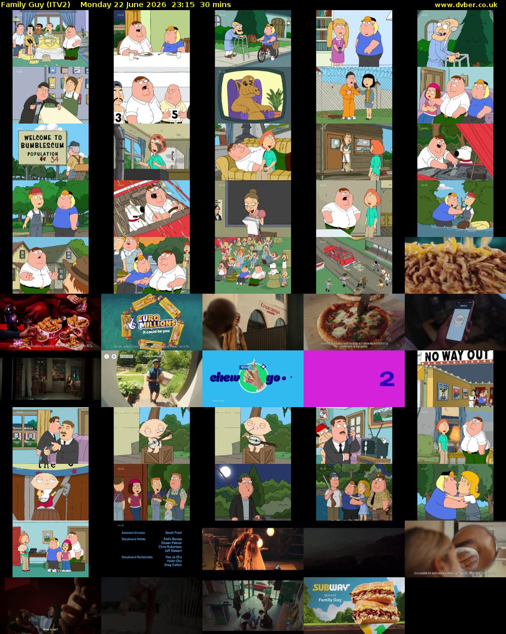 Family Guy (ITV2) Monday 22 June 2026 23:15 - 23:45