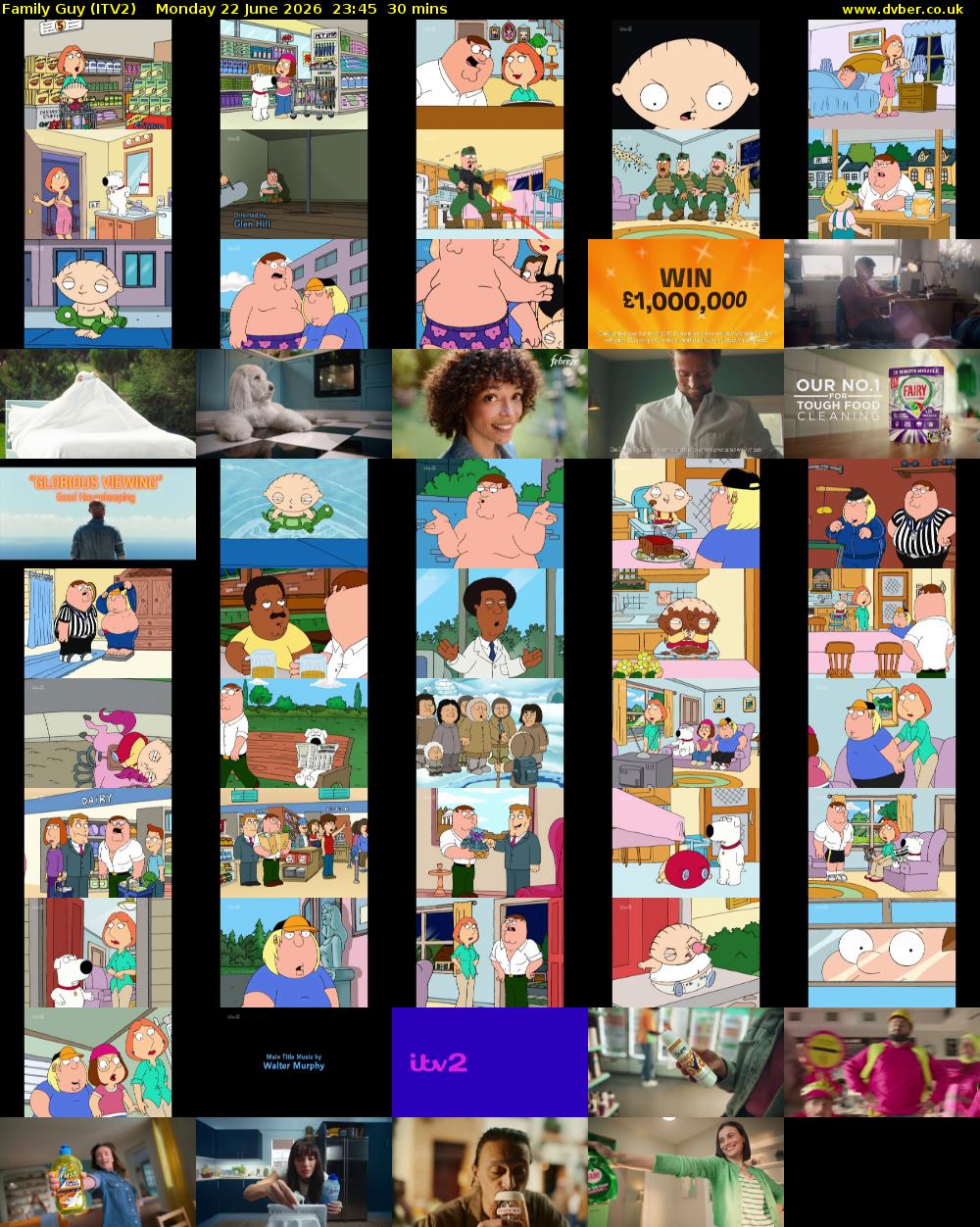 Family Guy (ITV2) Monday 22 June 2026 23:45 - 00:15