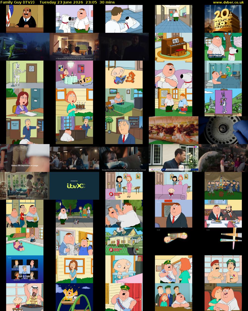 Family Guy (ITV2) Tuesday 23 June 2026 23:05 - 23:35