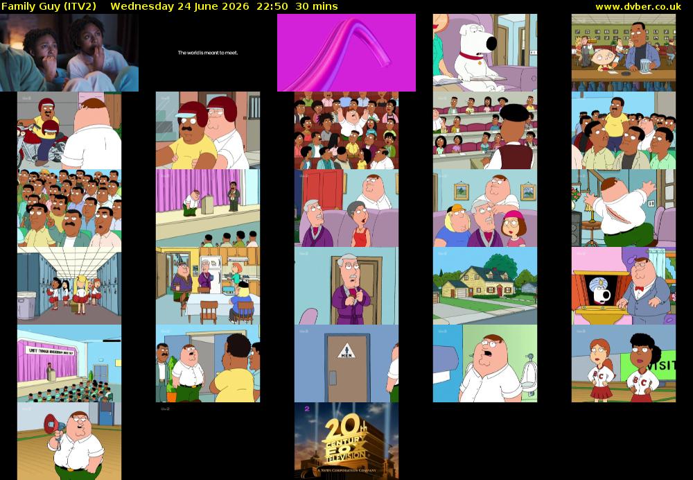 Family Guy (ITV2) Wednesday 24 June 2026 22:50 - 23:20