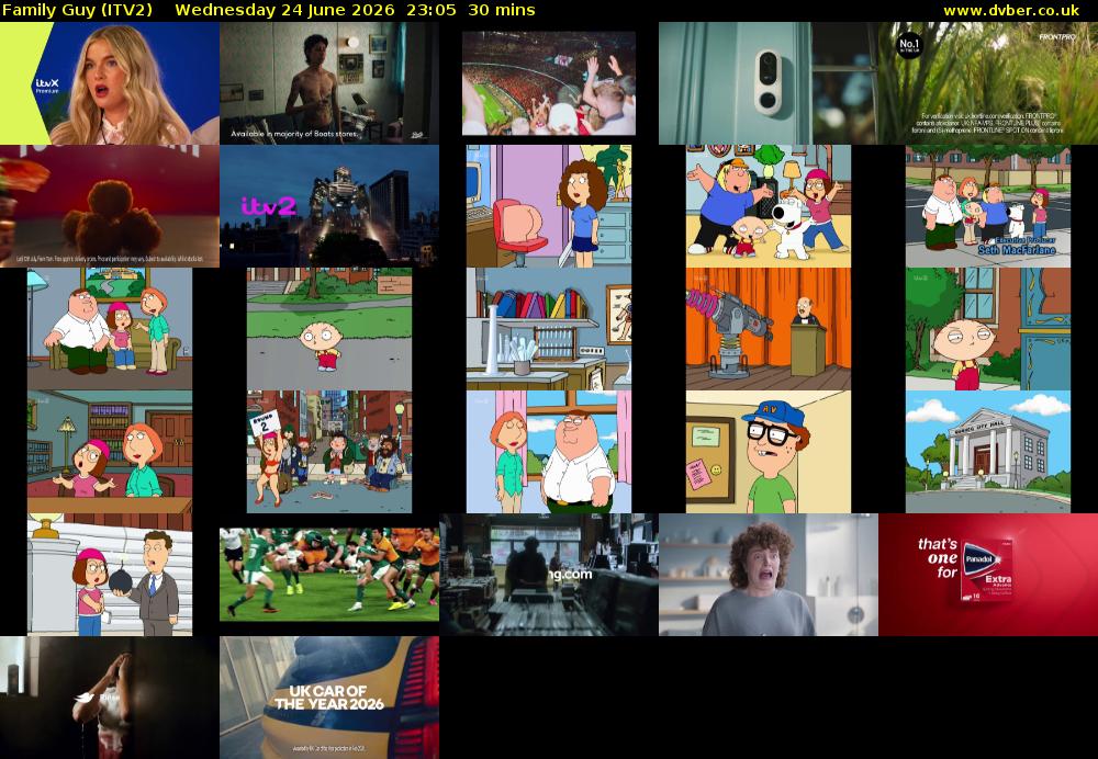 Family Guy (ITV2) Wednesday 24 June 2026 23:05 - 23:35