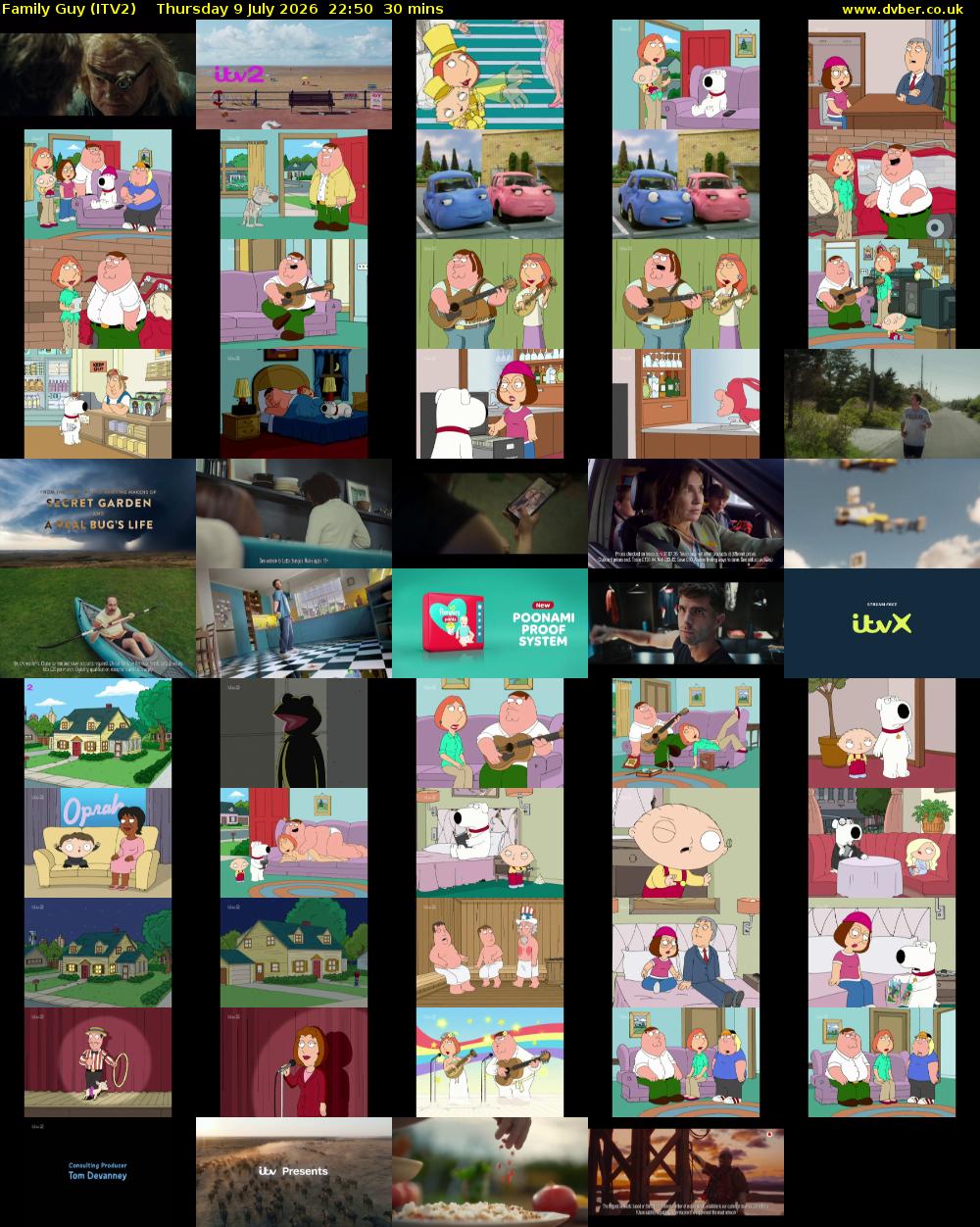 Family Guy (ITV2) Thursday 9 July 2026 22:50 - 23:20
