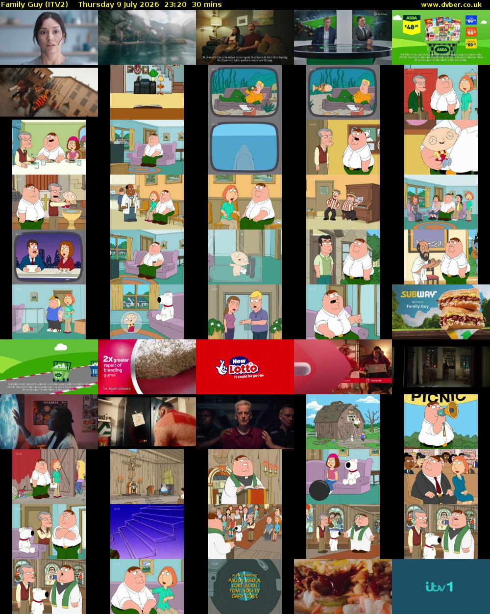Family Guy (ITV2) Thursday 9 July 2026 23:20 - 23:50