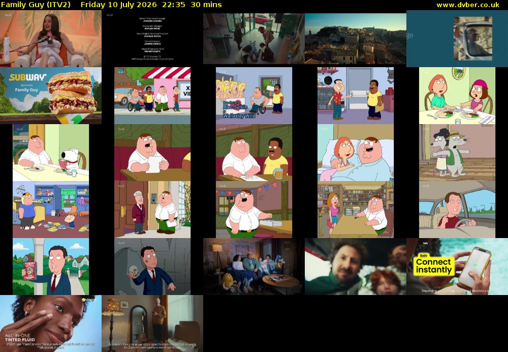 Family Guy (ITV2) Friday 10 July 2026 22:35 - 23:05