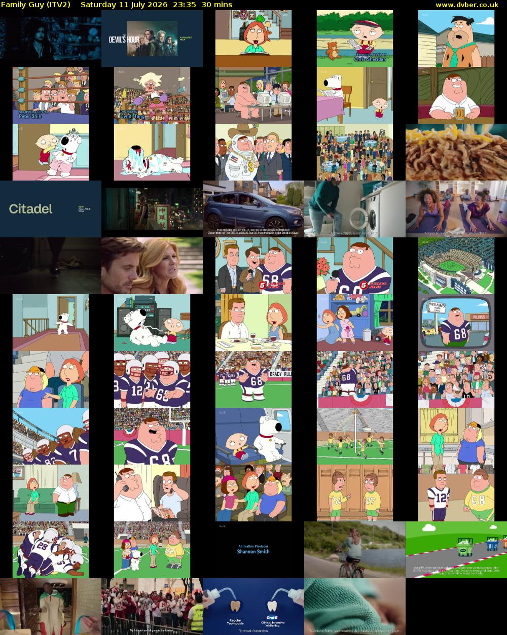 Family Guy (ITV2) Saturday 11 July 2026 23:35 - 00:05