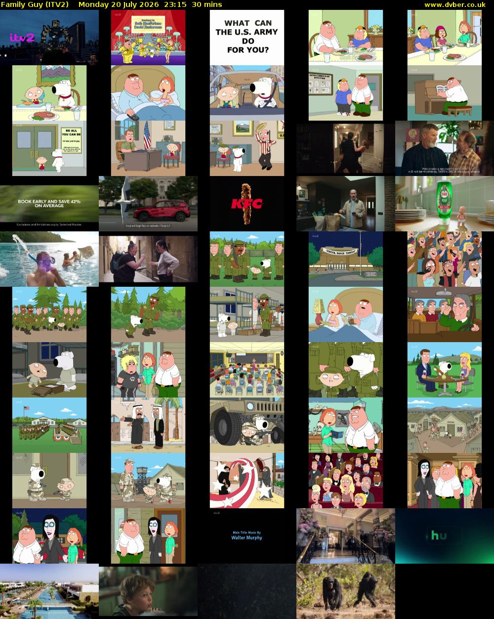 Family Guy (ITV2) Monday 20 July 2026 23:15 - 23:45