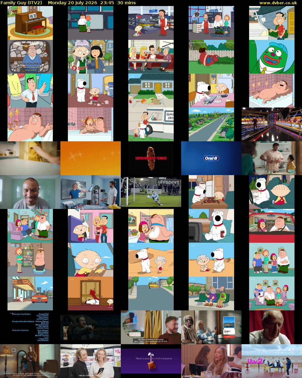 Family Guy (ITV2) Monday 20 July 2026 23:45 - 00:15