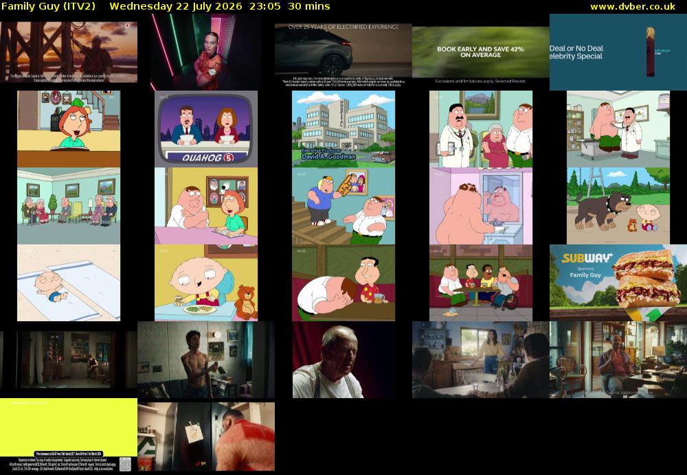 Family Guy (ITV2) Wednesday 22 July 2026 23:05 - 23:35