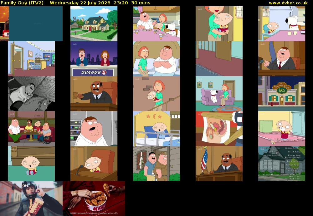 Family Guy (ITV2) Wednesday 22 July 2026 23:20 - 23:50