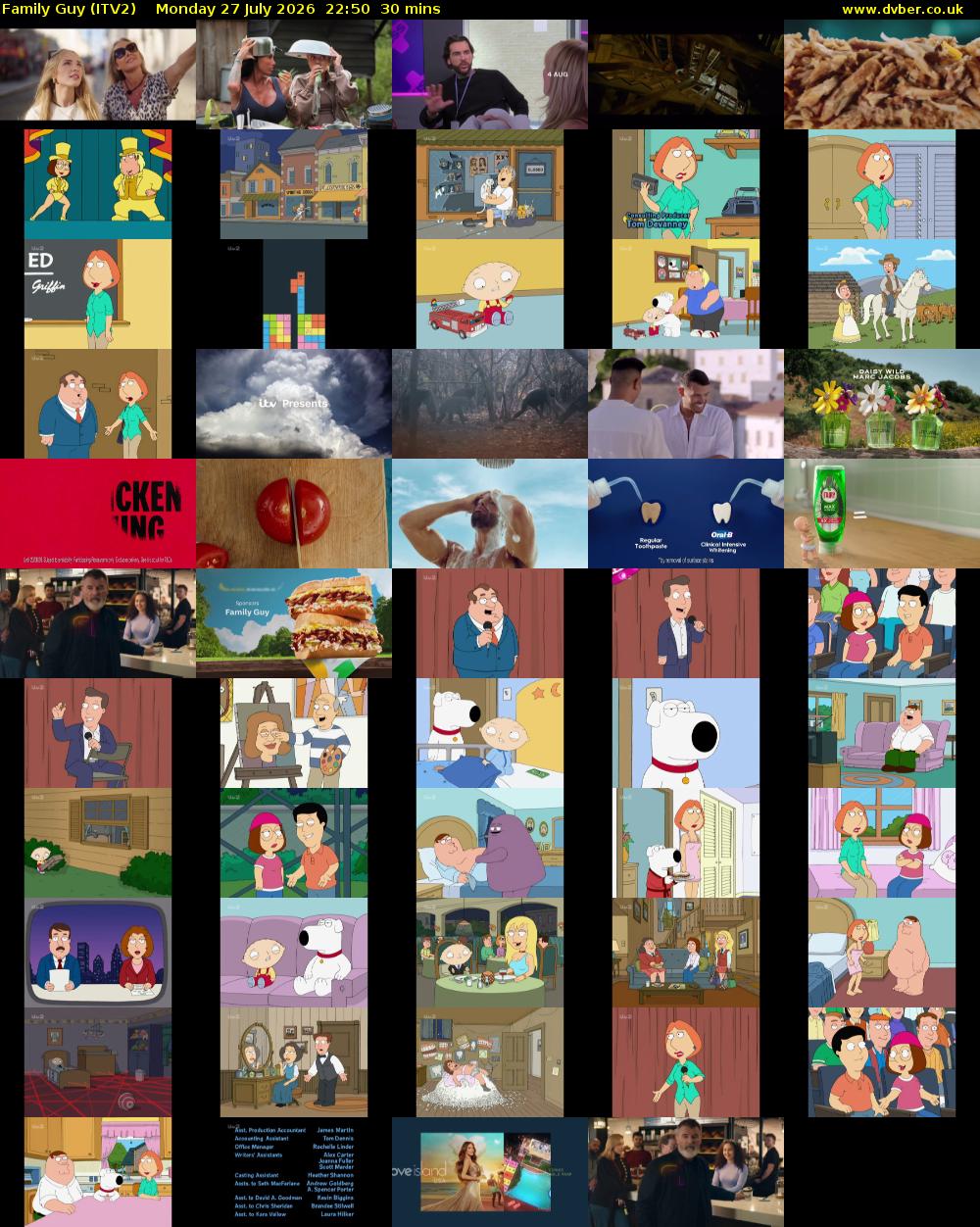 Family Guy (ITV2) Monday 27 July 2026 22:50 - 23:20
