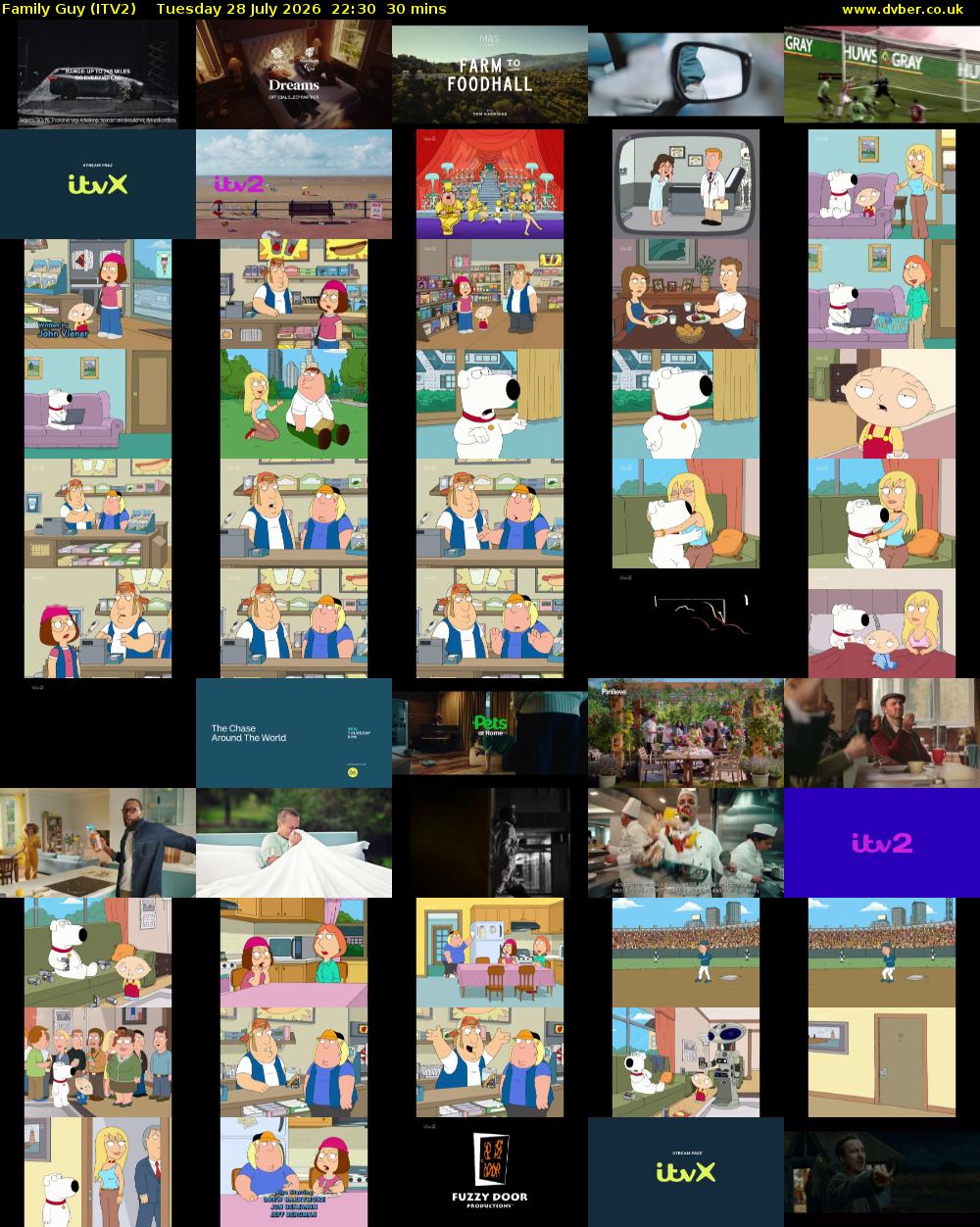 Family Guy (ITV2) Tuesday 28 July 2026 22:30 - 23:00