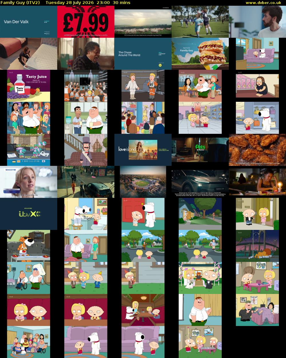 Family Guy (ITV2) Tuesday 28 July 2026 23:00 - 23:30