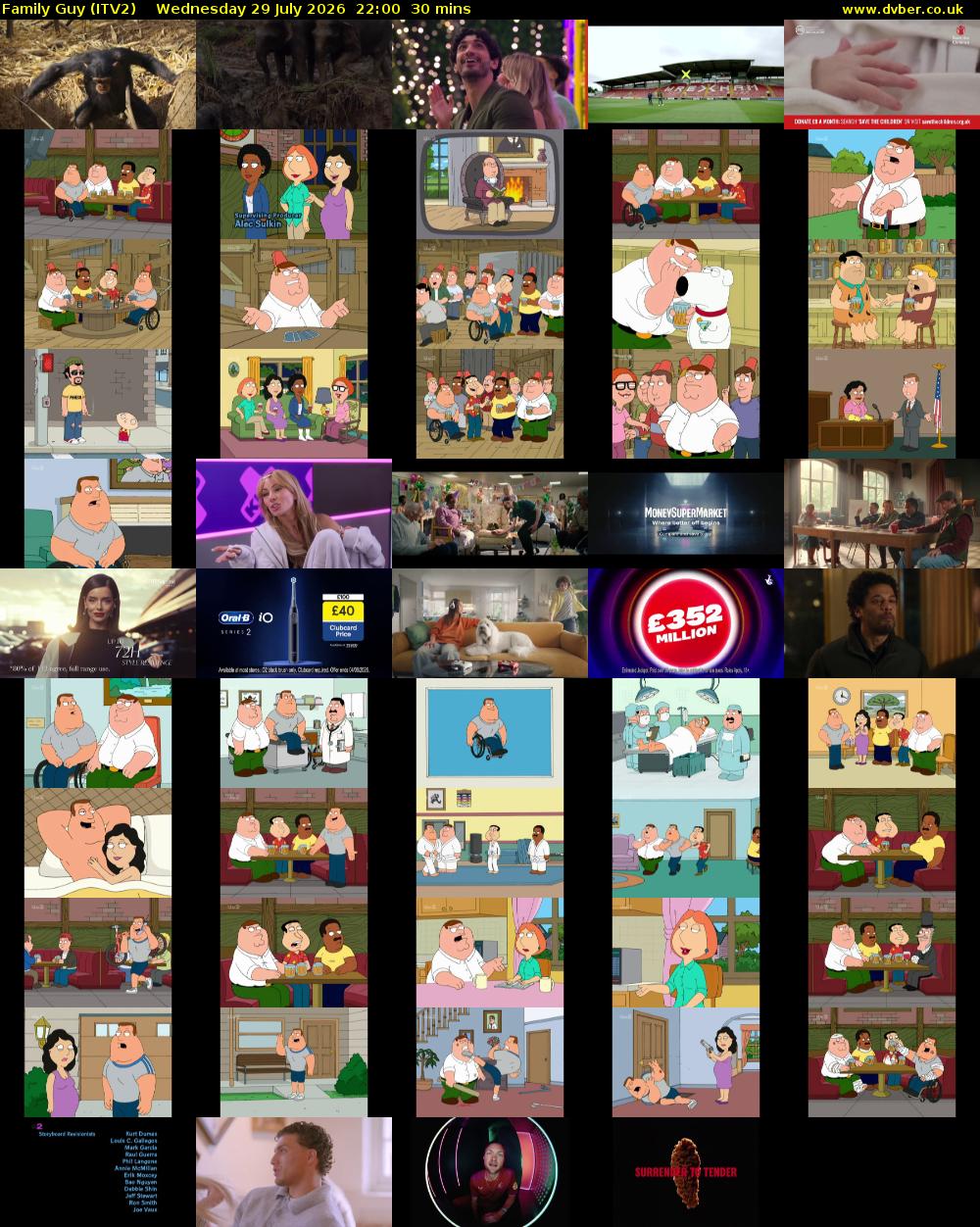 Family Guy (ITV2) Wednesday 29 July 2026 22:00 - 22:30