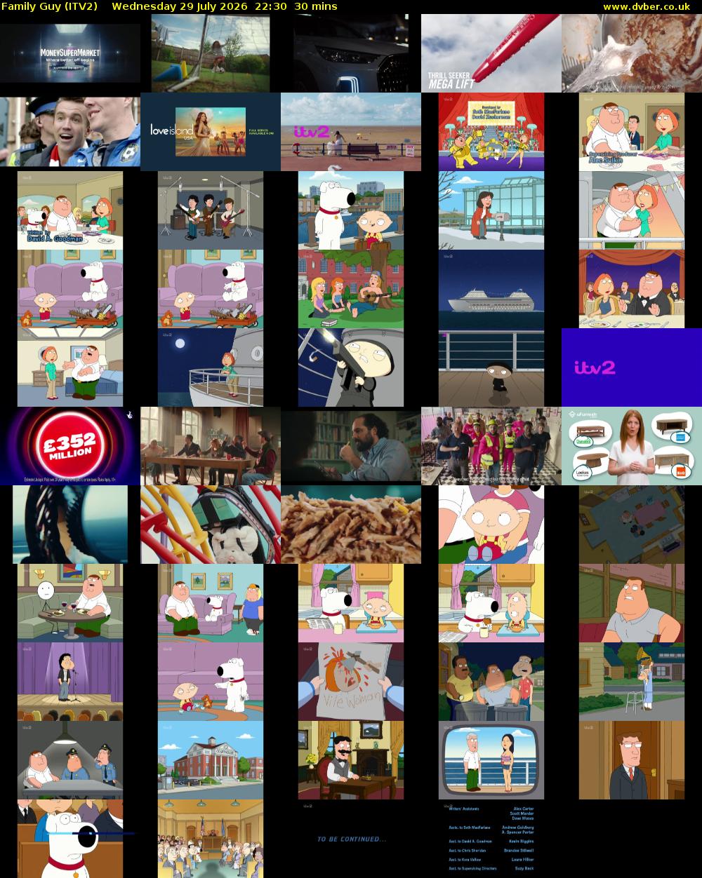 Family Guy (ITV2) Wednesday 29 July 2026 22:30 - 23:00