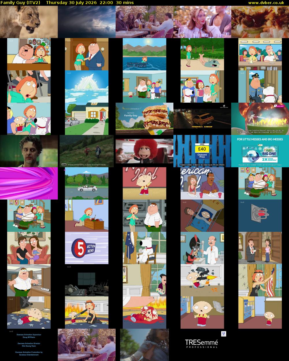 Family Guy (ITV2) Thursday 30 July 2026 22:00 - 22:30
