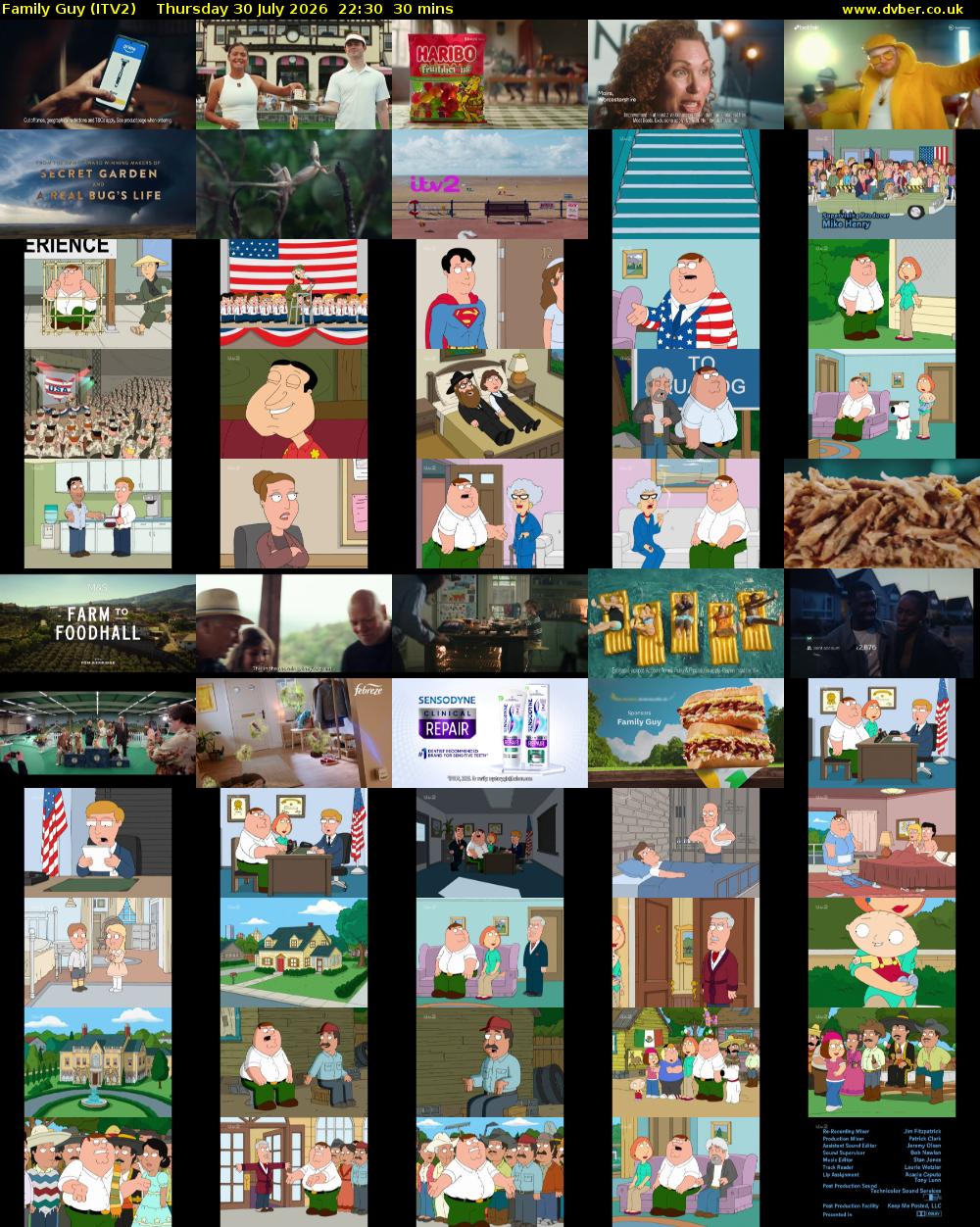 Family Guy (ITV2) Thursday 30 July 2026 22:30 - 23:00