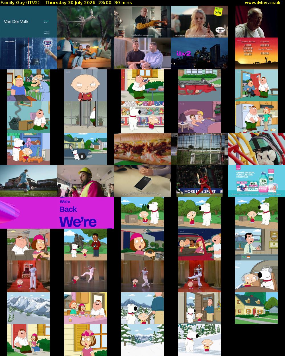 Family Guy (ITV2) Thursday 30 July 2026 23:00 - 23:30