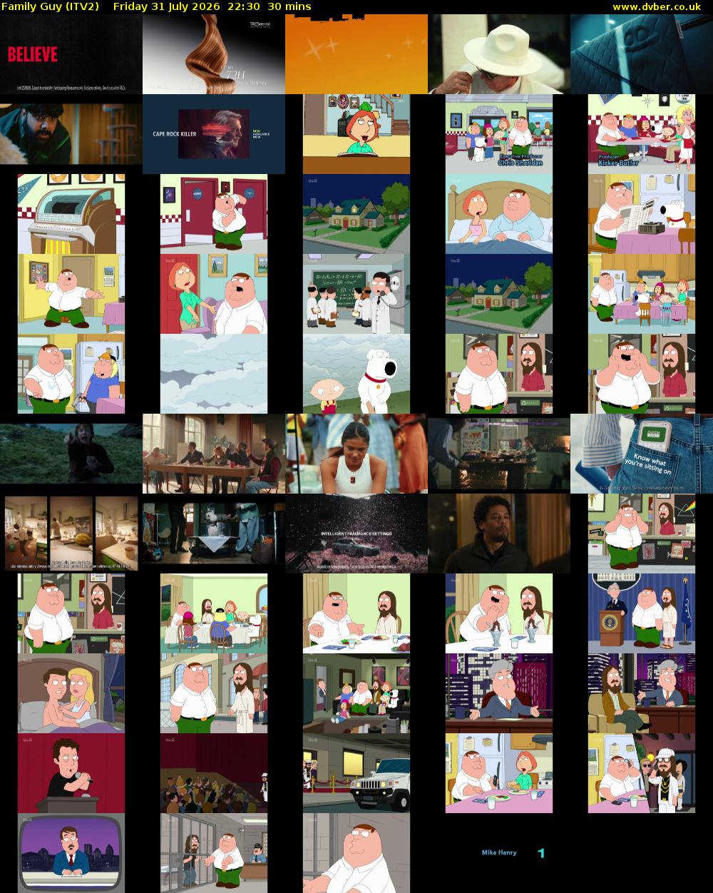 Family Guy (ITV2) Friday 31 July 2026 22:30 - 23:00