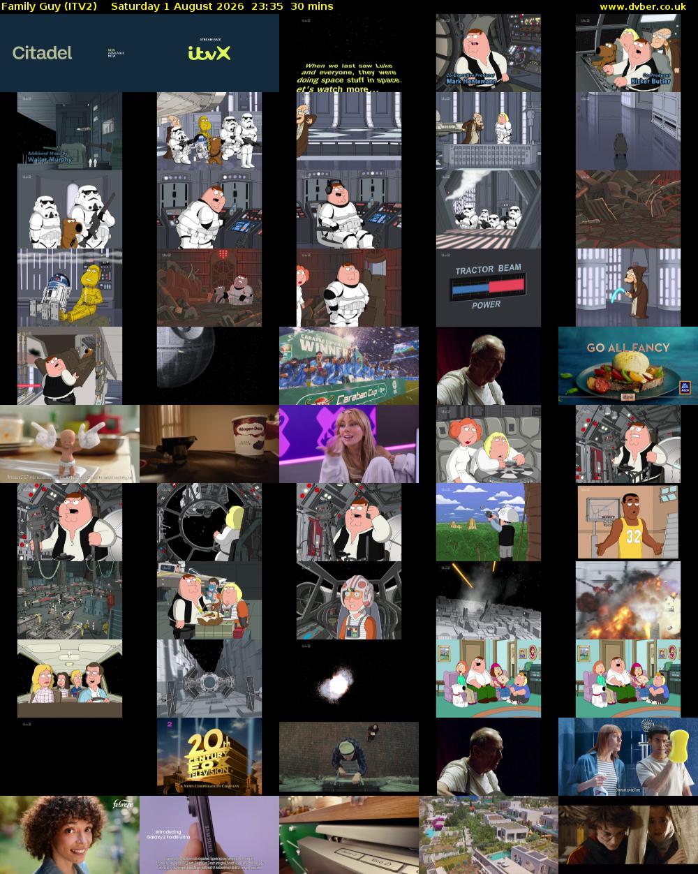 Family Guy (ITV2) Saturday 1 August 2026 23:35 - 00:05