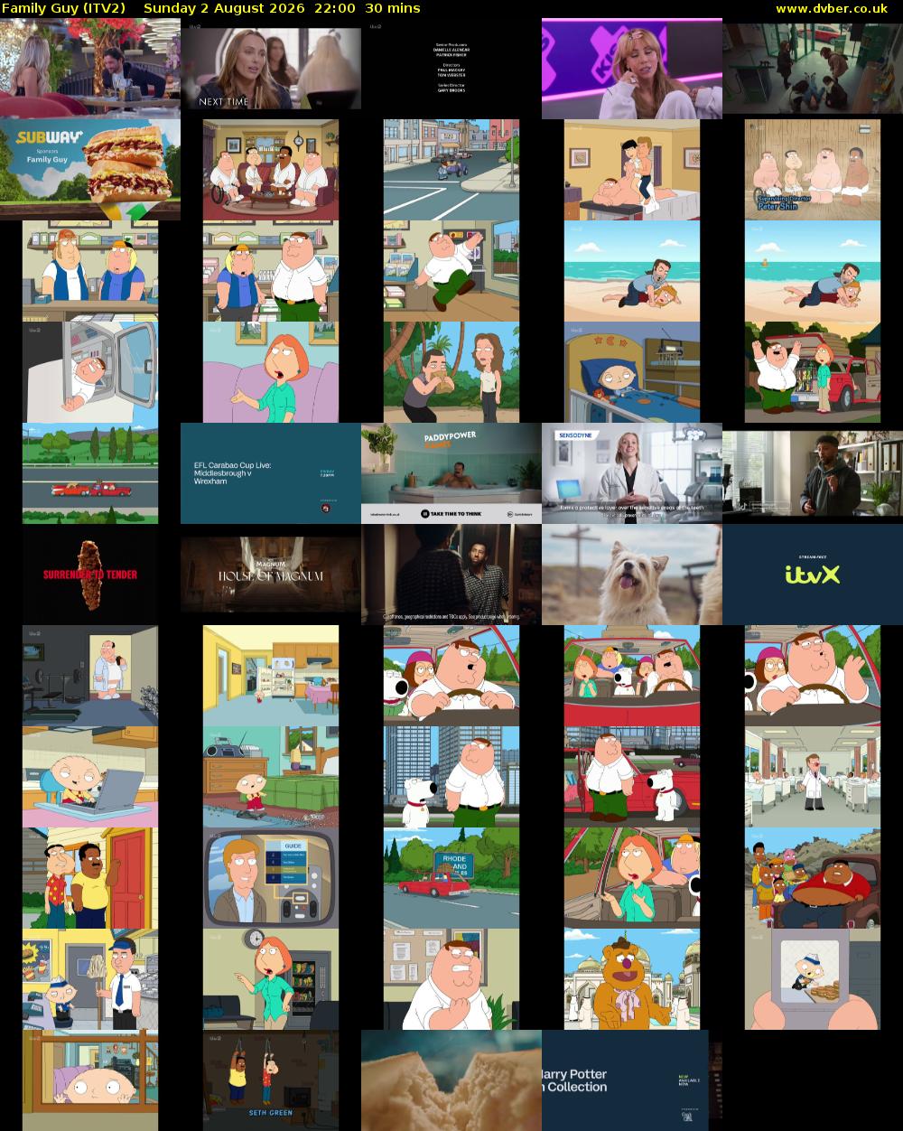 Family Guy (ITV2) Sunday 2 August 2026 22:00 - 22:30