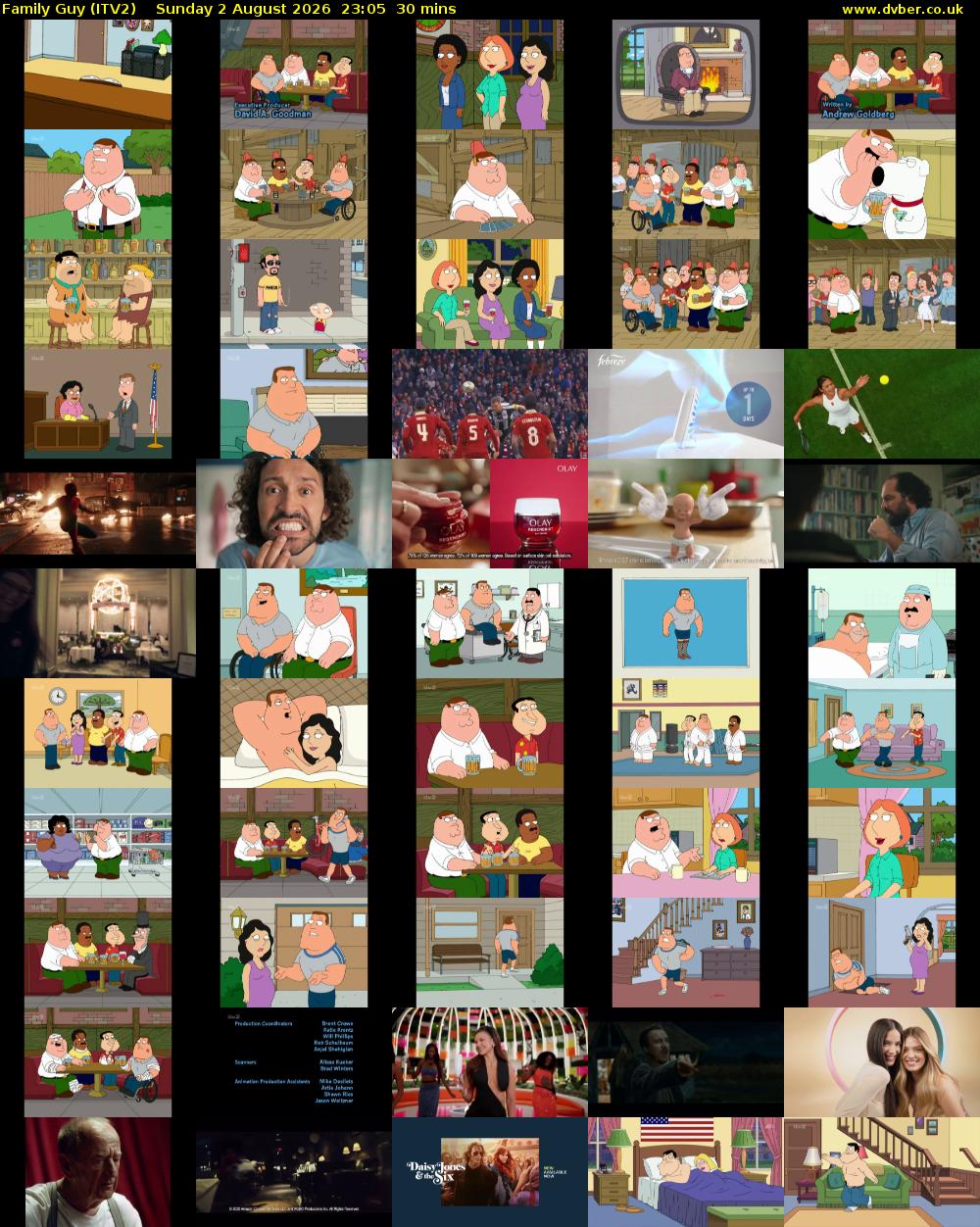 Family Guy (ITV2) Sunday 2 August 2026 23:05 - 23:35