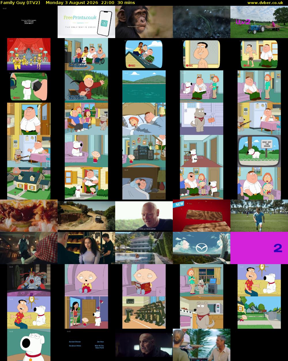 Family Guy (ITV2) Monday 3 August 2026 22:00 - 22:30