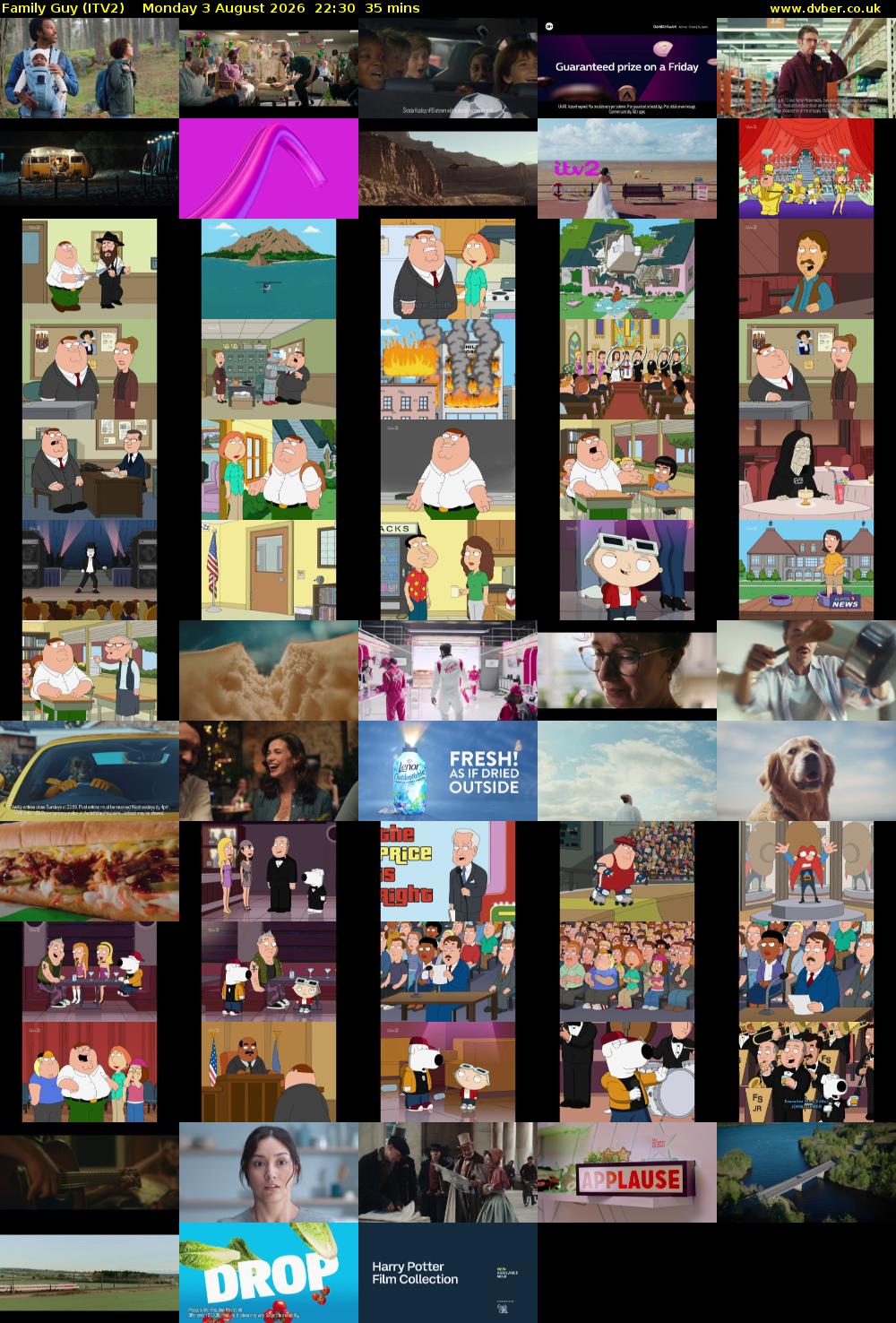Family Guy (ITV2) Monday 3 August 2026 22:30 - 23:05