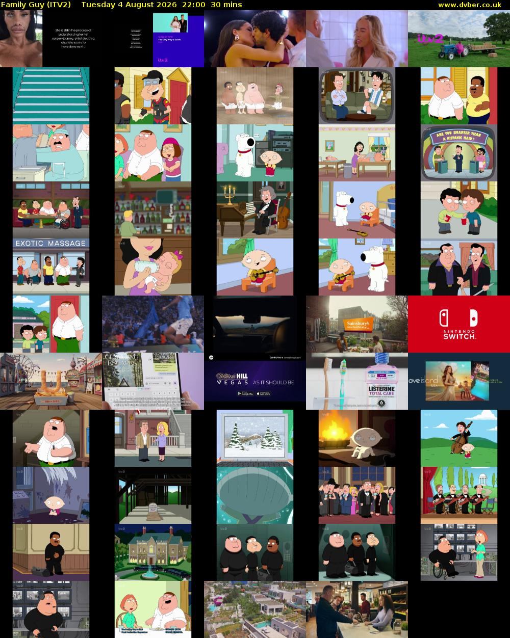 Family Guy (ITV2) Tuesday 4 August 2026 22:00 - 22:30