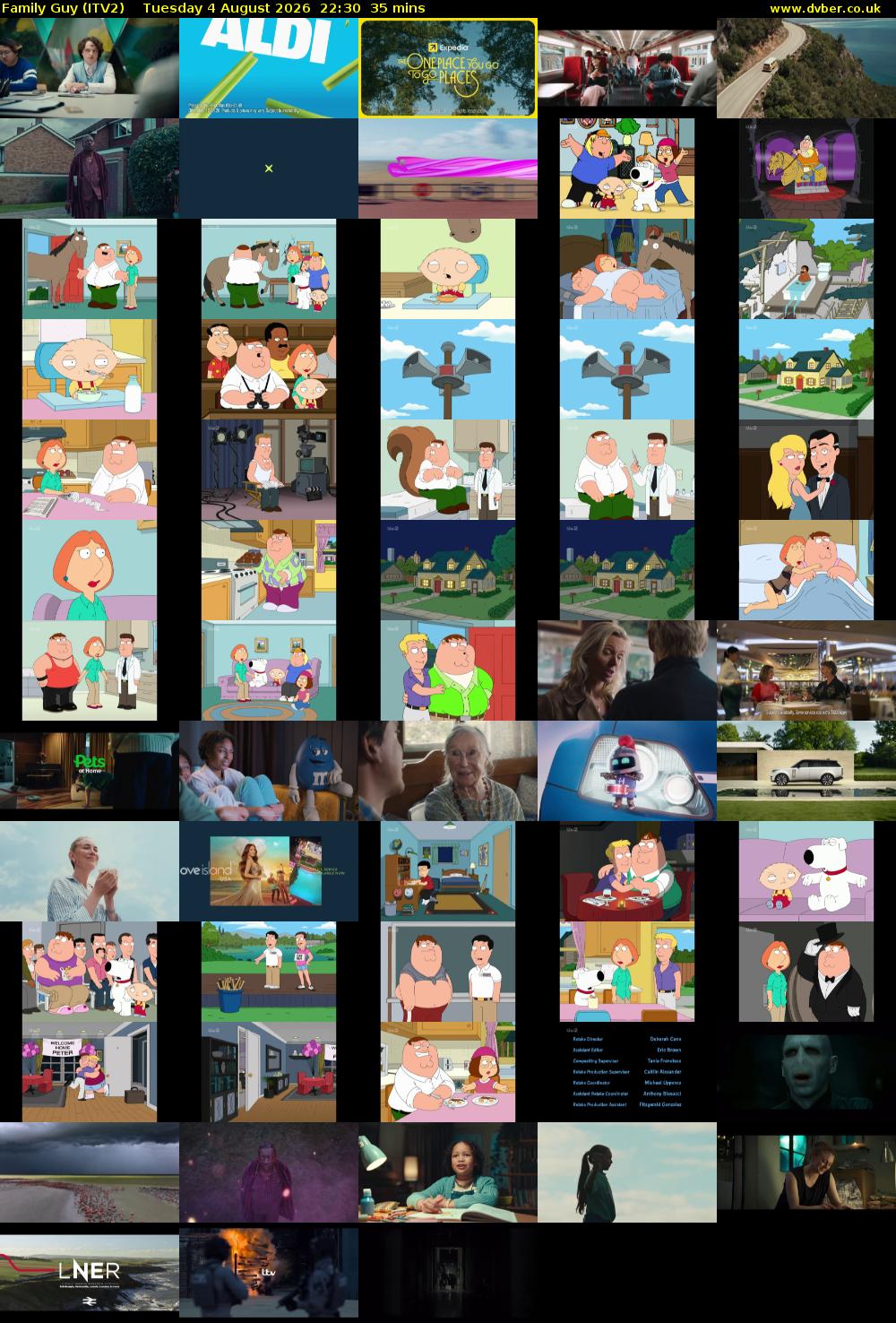 Family Guy (ITV2) Tuesday 4 August 2026 22:30 - 23:05