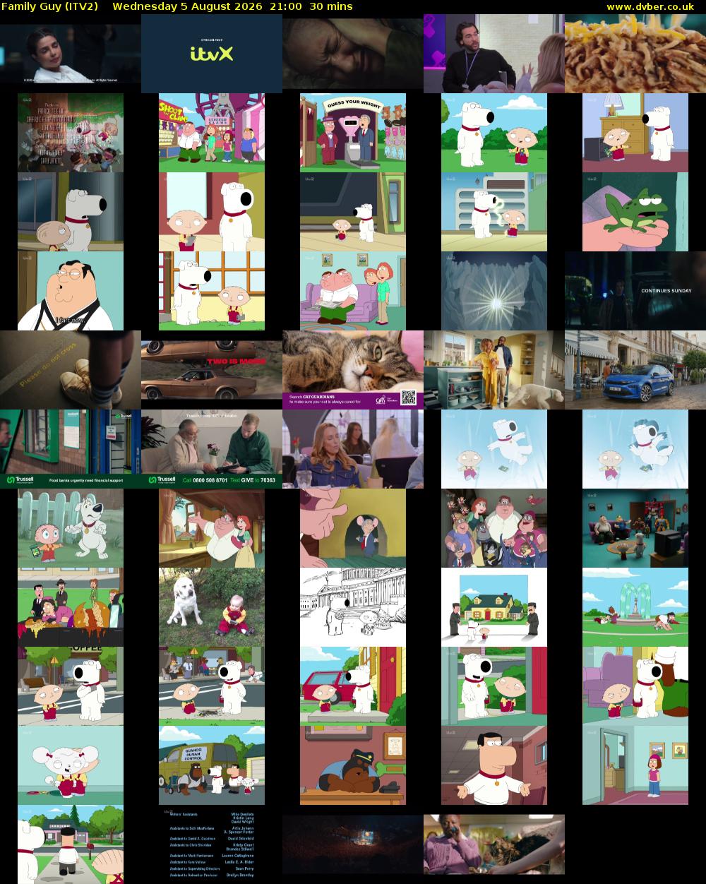 Family Guy (ITV2) Wednesday 5 August 2026 21:00 - 21:30
